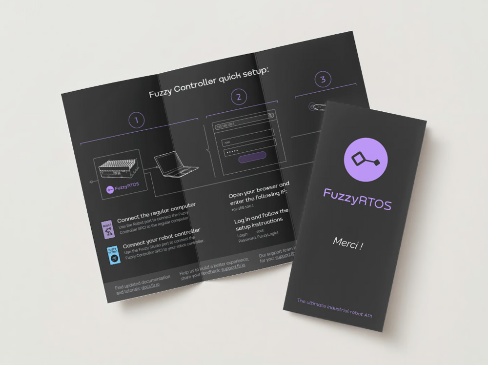 Dernière page du dépliant, accès documentation et support